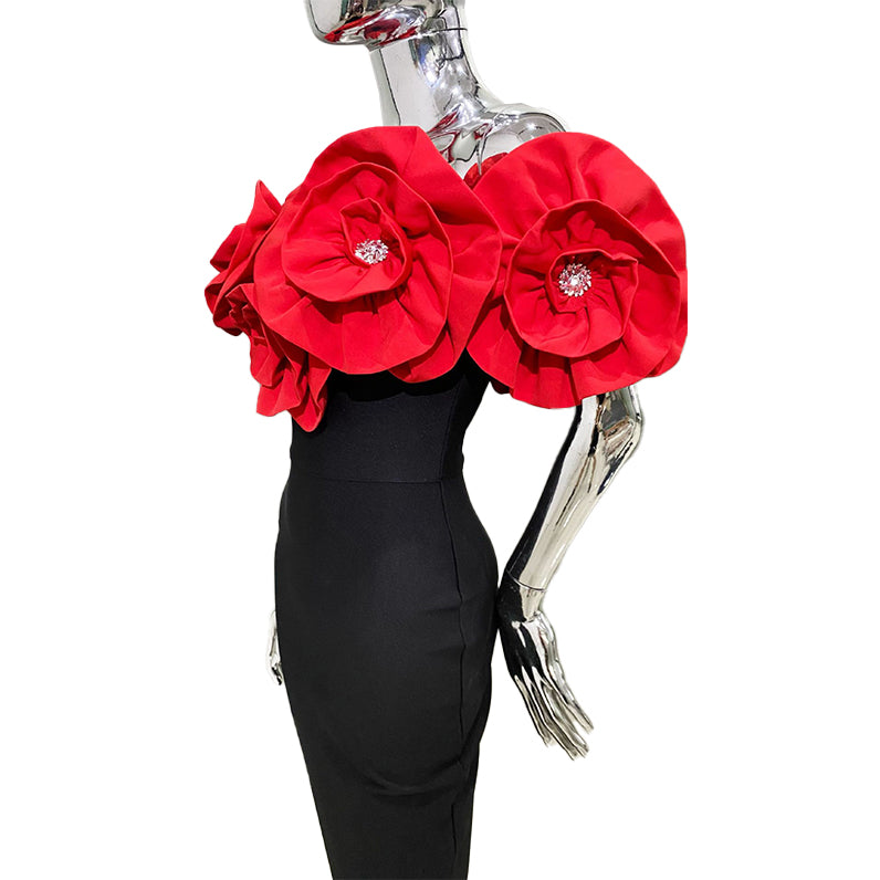 Dalia Dress (XS-XL, White, Red, Gold)