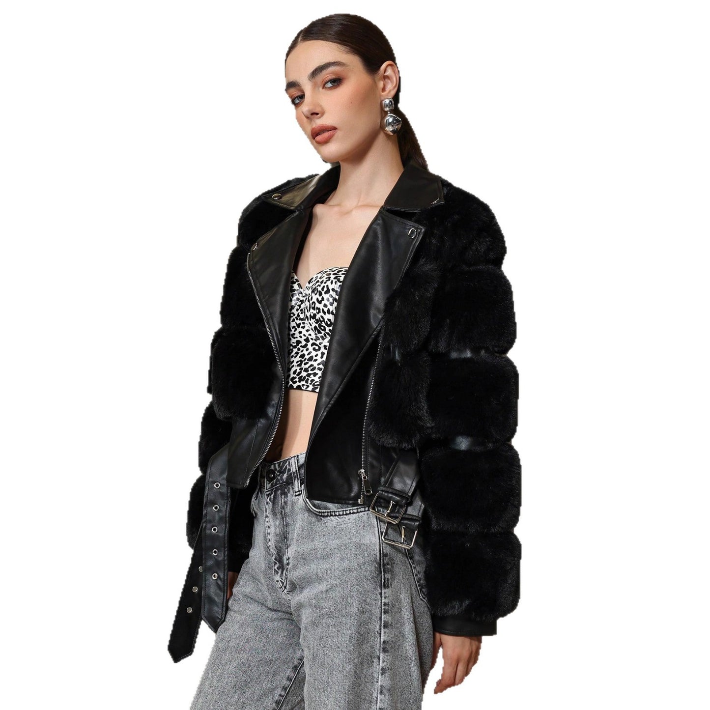 Luna PU Jacket with Fur