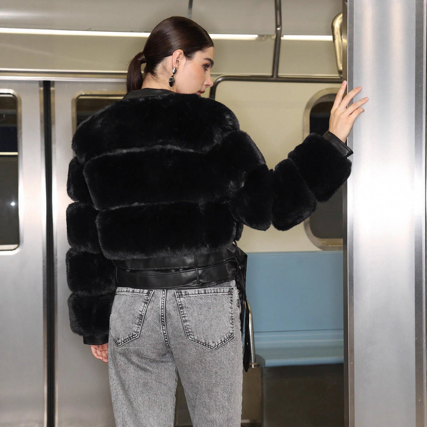 Luna PU Jacket with Fur