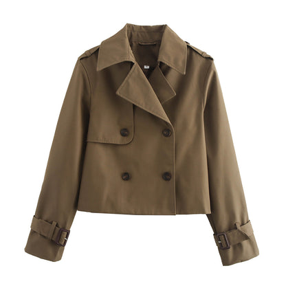 Lapel Double Breasted Versatile Short Trench Coat
