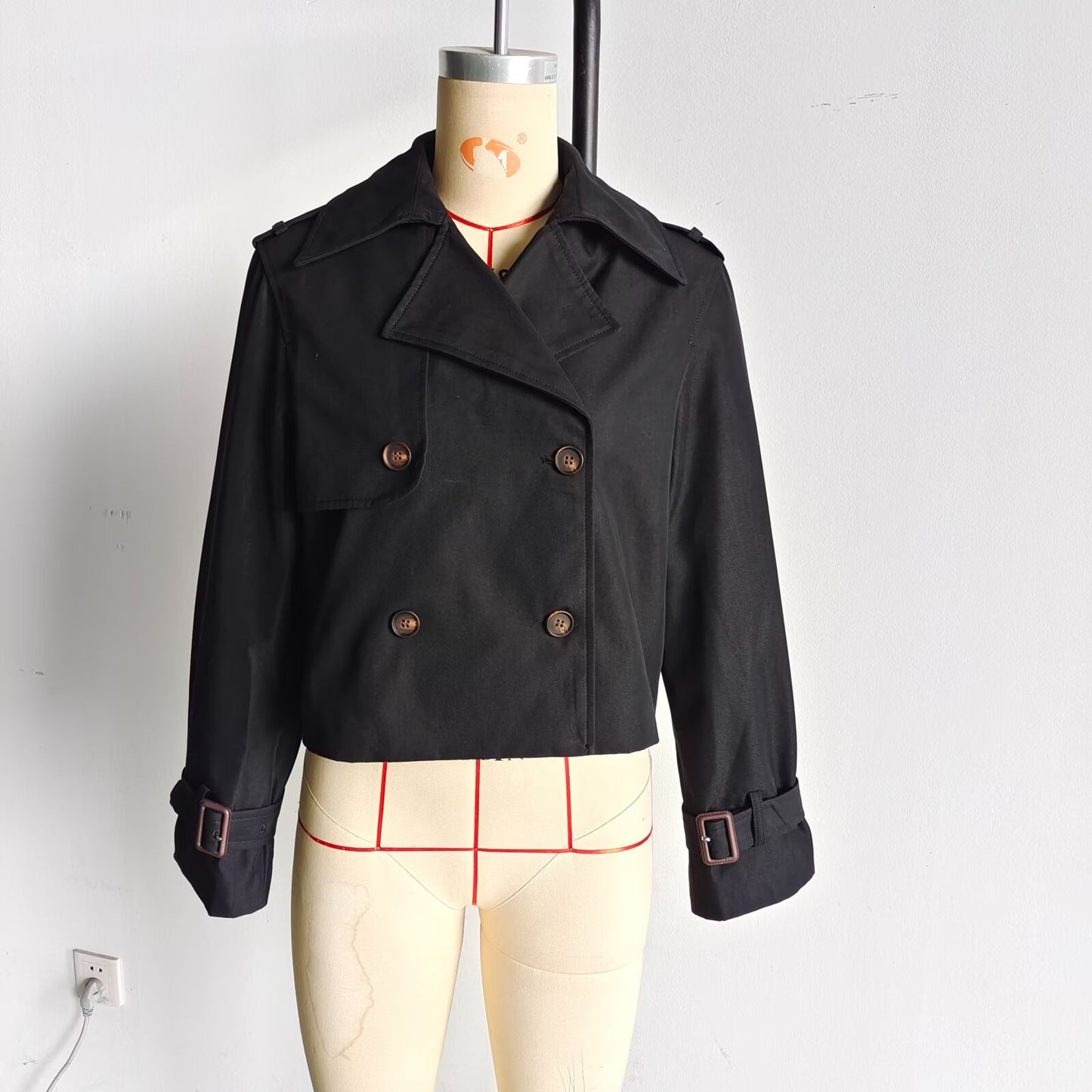 Lapel Double Breasted Versatile Short Trench Coat