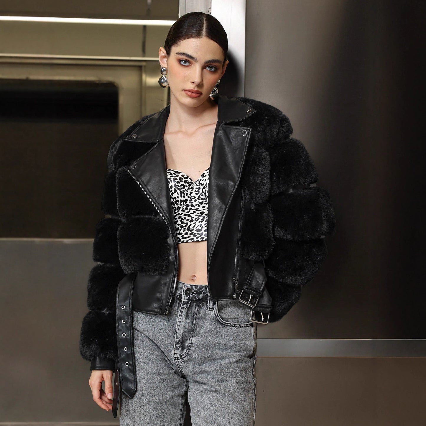 Luna PU Jacket with Fur