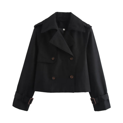 Lapel Double Breasted Versatile Short Trench Coat