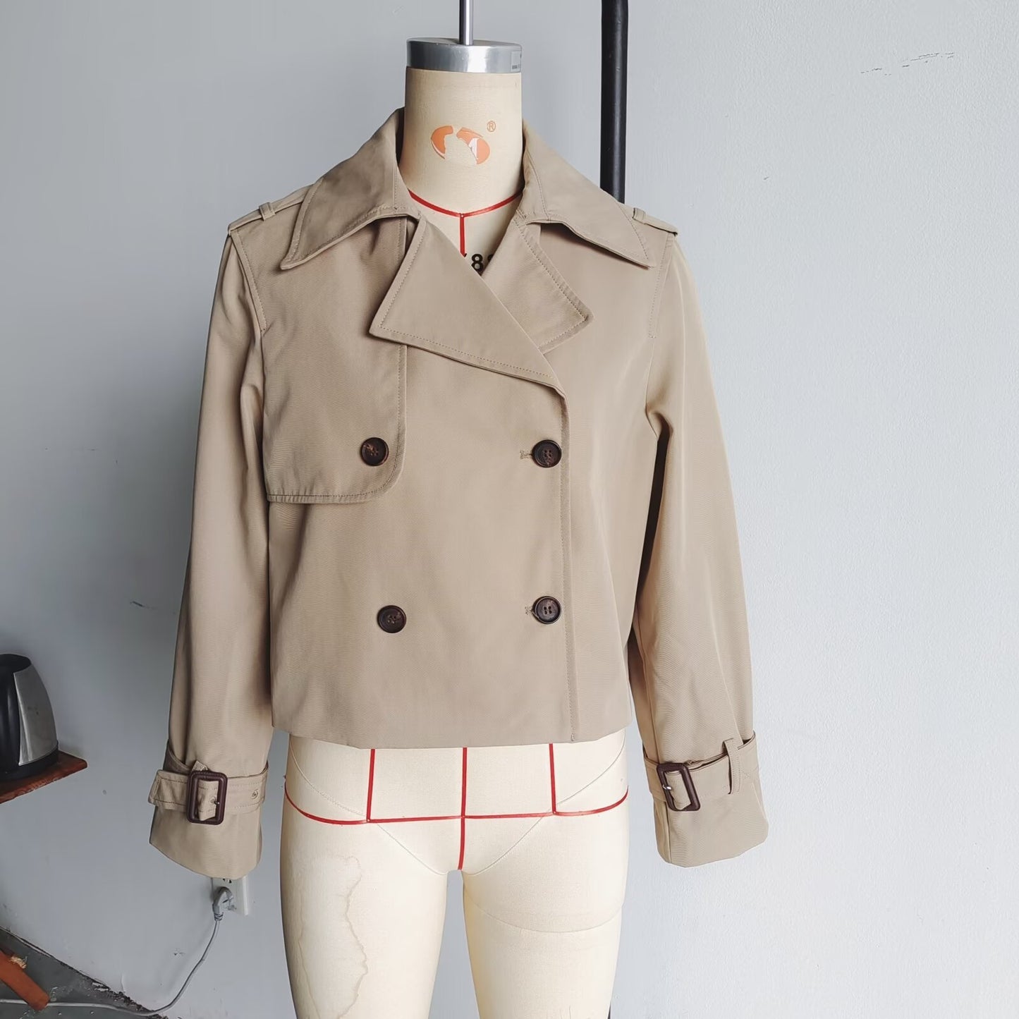 Lapel Double Breasted Versatile Short Trench Coat