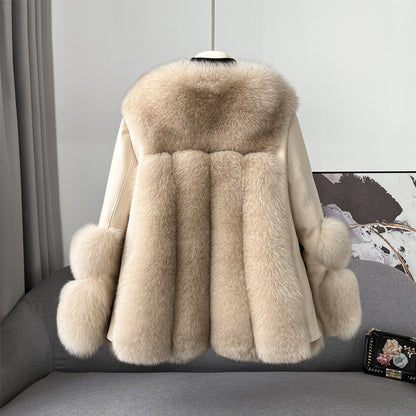 Diana Creme Jacke mit Naturfell XL