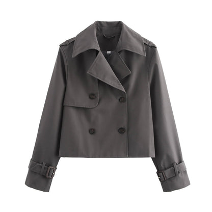 Lapel Double Breasted Versatile Short Trench Coat