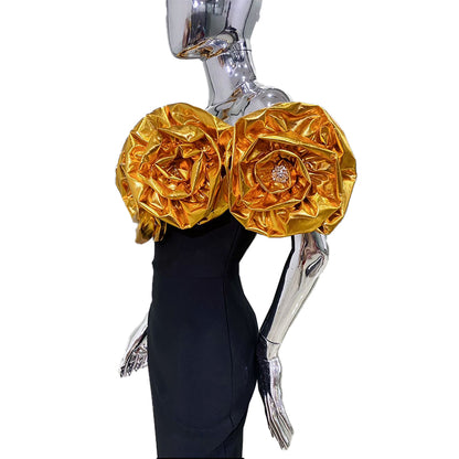 Dalia Dress (XS-XL, White, Red, Gold)