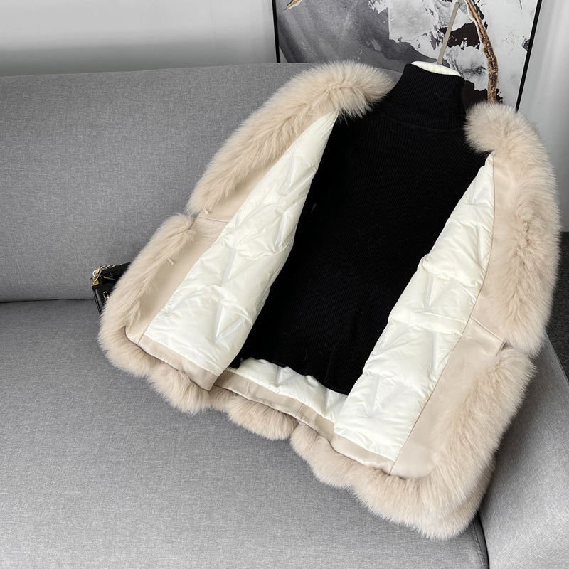 Diana Creme Jacke mit Naturfell XL