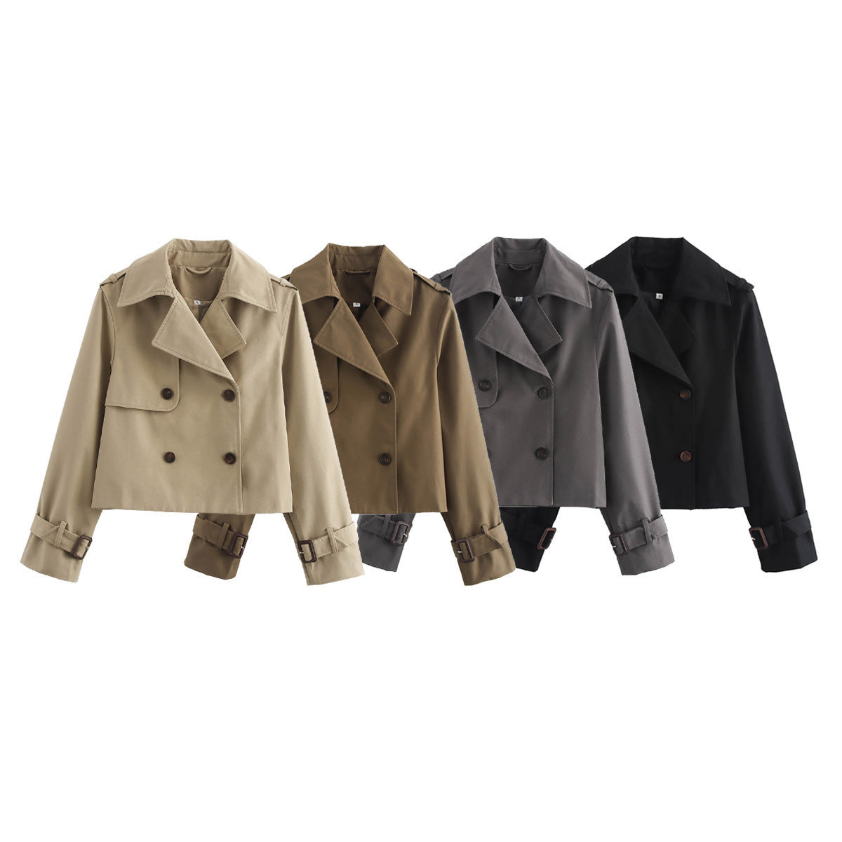 Lapel Double Breasted Versatile Short Trench Coat